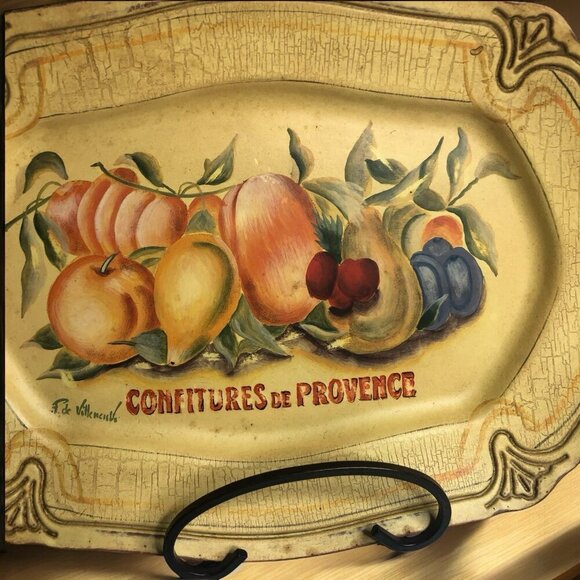 Tam San Designs Confitures de Provence Signed Hand painted Fruit Platter 14” - Picture 2 of 9